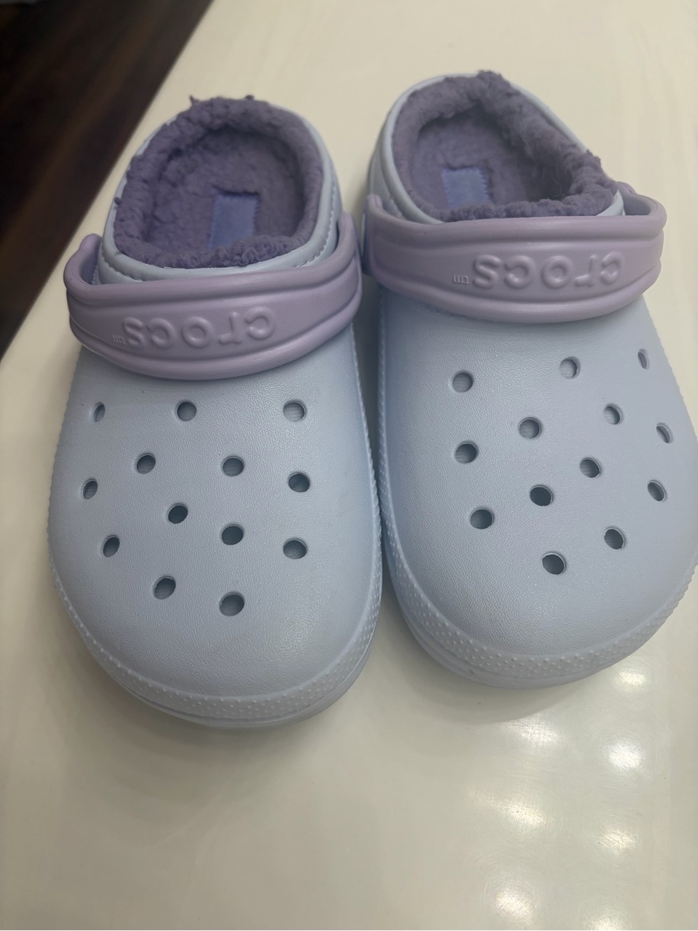 CROCS Kids Light Purple Lined Clog with Lavender Strap